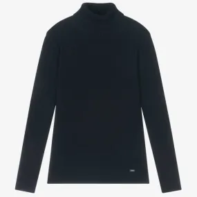 345 Mayoral Tween/Teen Girls Rolled Turtleneck Sweater - Navy