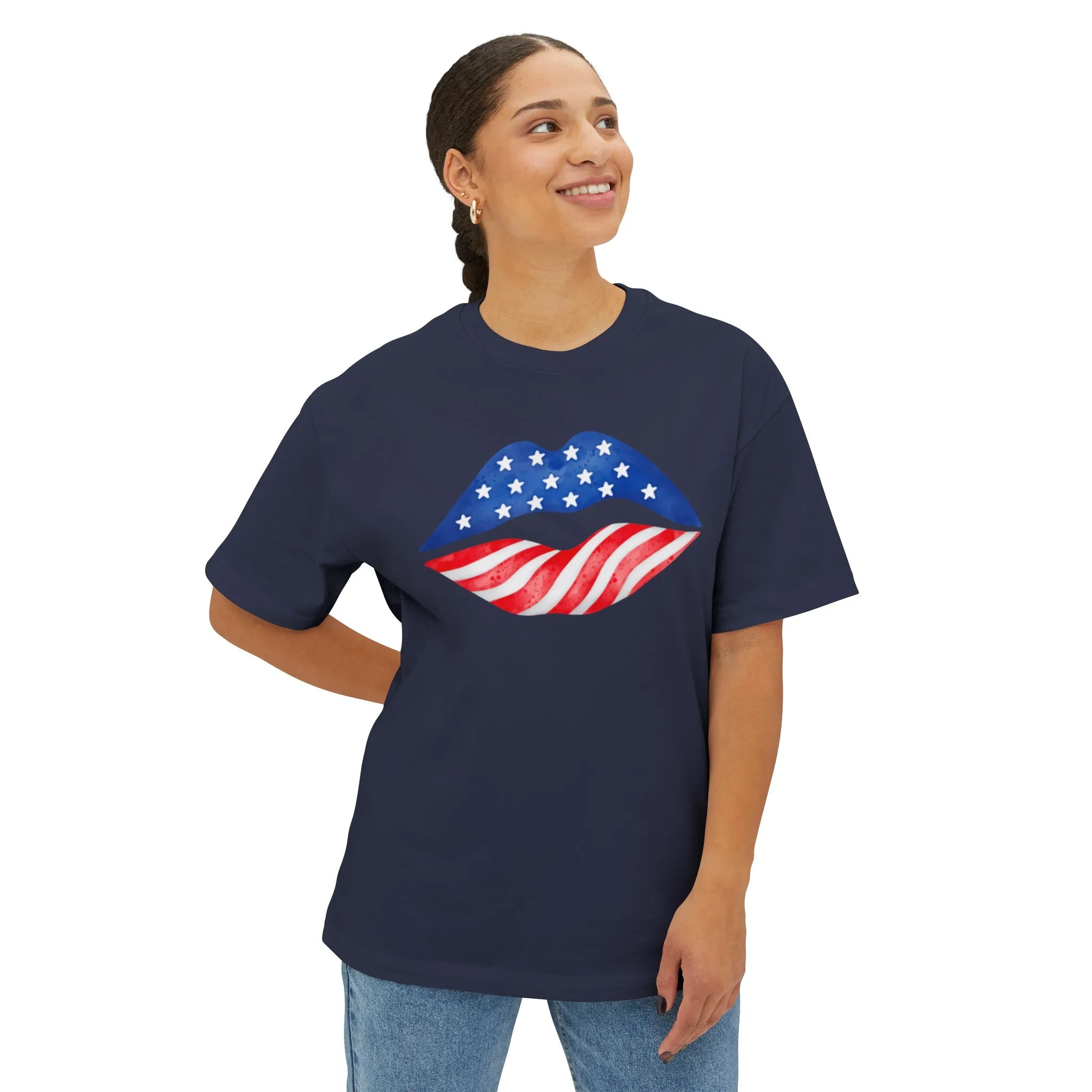 4th of July American Lips Soft Cotton T-Shirt