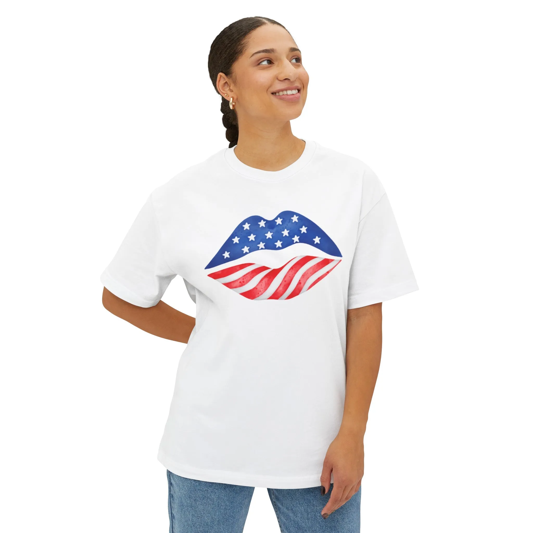4th of July American Lips Soft Cotton T-Shirt