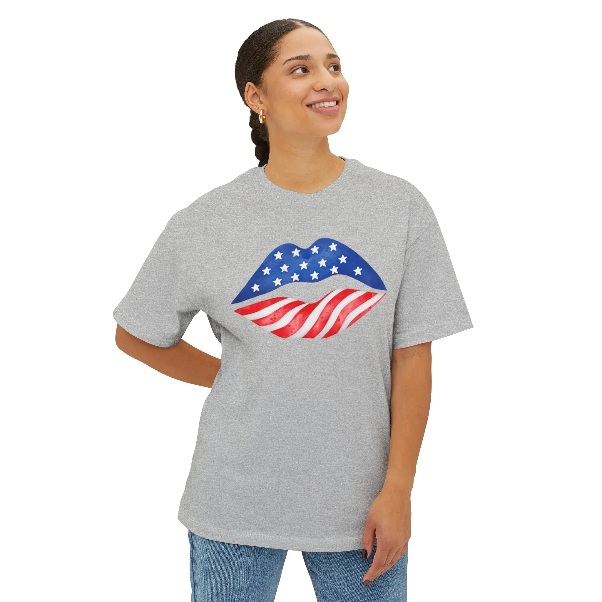 4th of July American Lips Soft Cotton T-Shirt