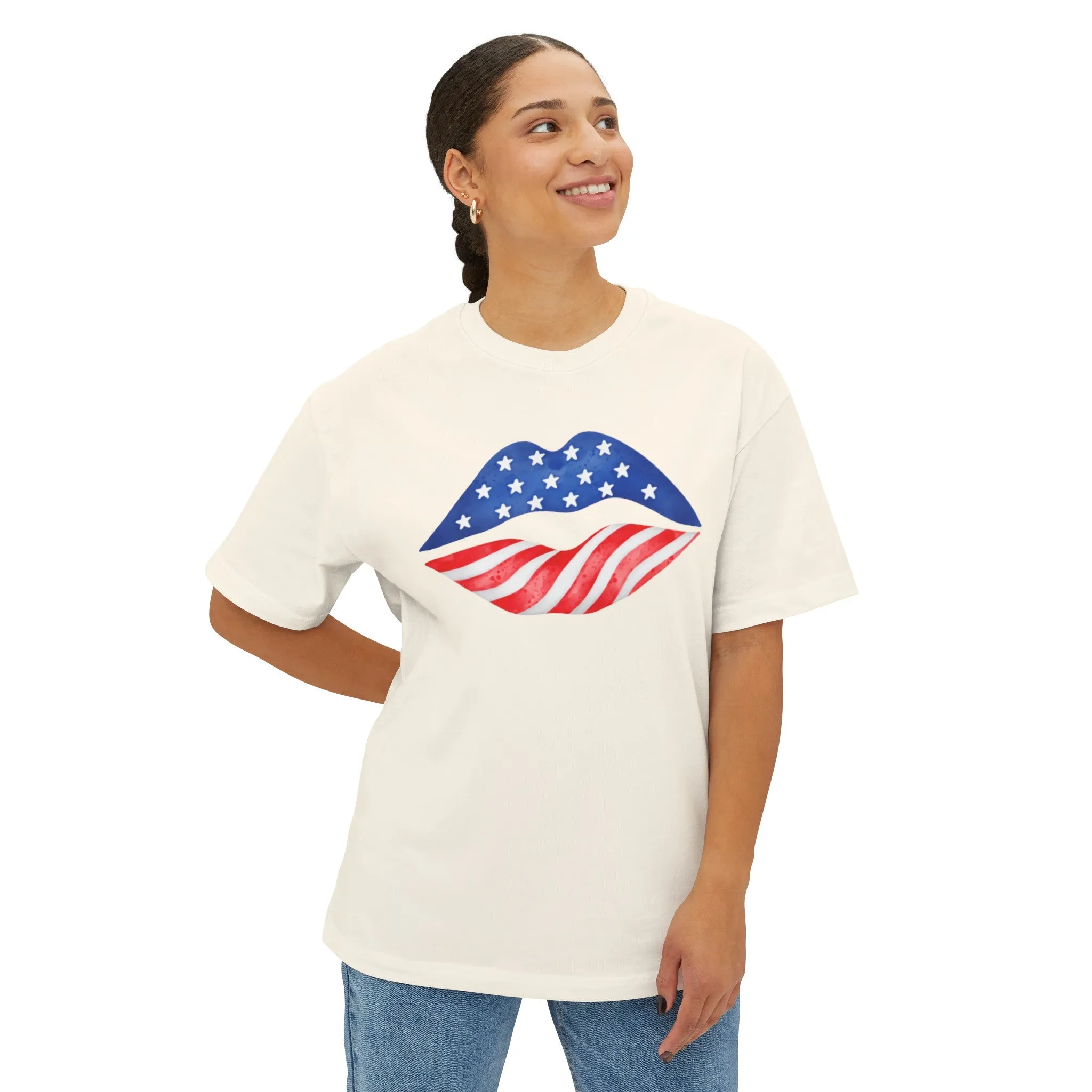 4th of July American Lips Soft Cotton T-Shirt