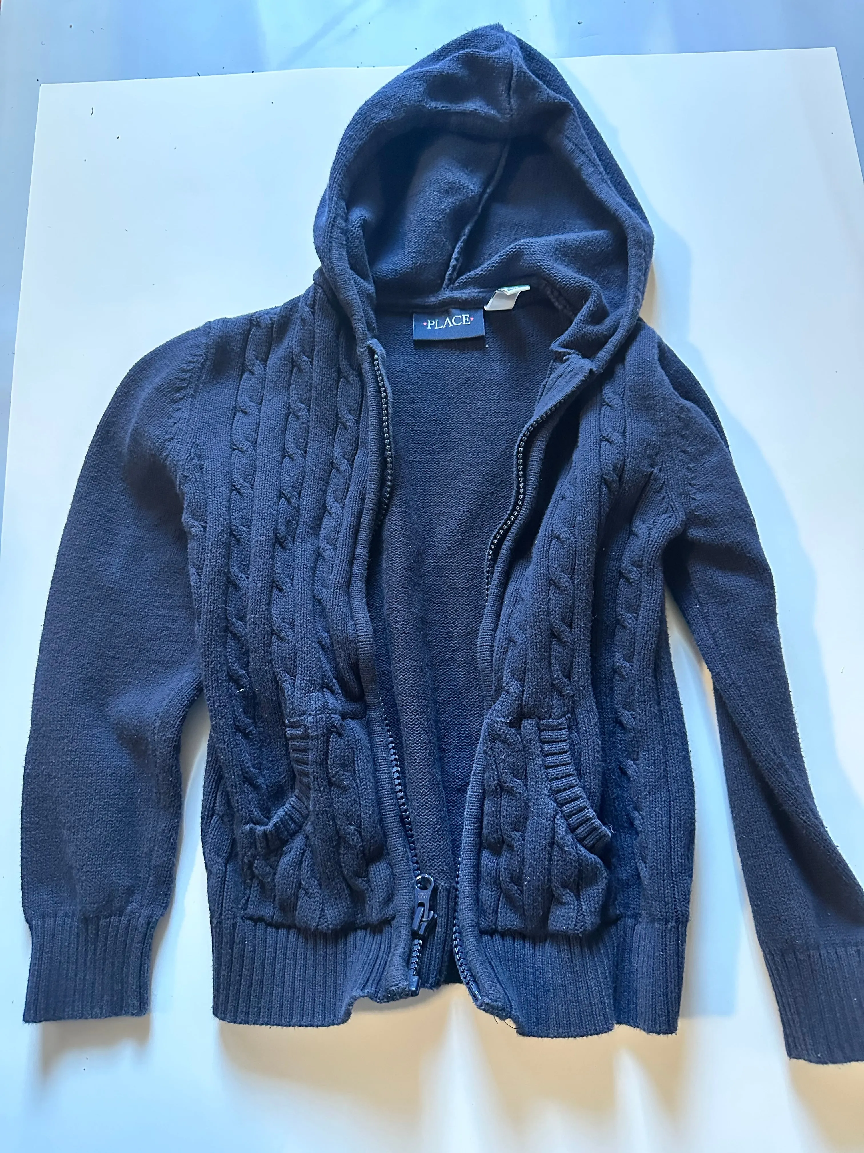 5/6 Navy Zip Up Knit Sweater, Kids 5/5T (extra small)