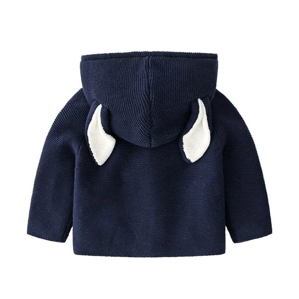 Baby Unisex Rabbit Ear Hooded Knitting Cardigan Jackets