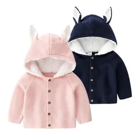Baby Unisex Rabbit Ear Hooded Knitting Cardigan Jackets