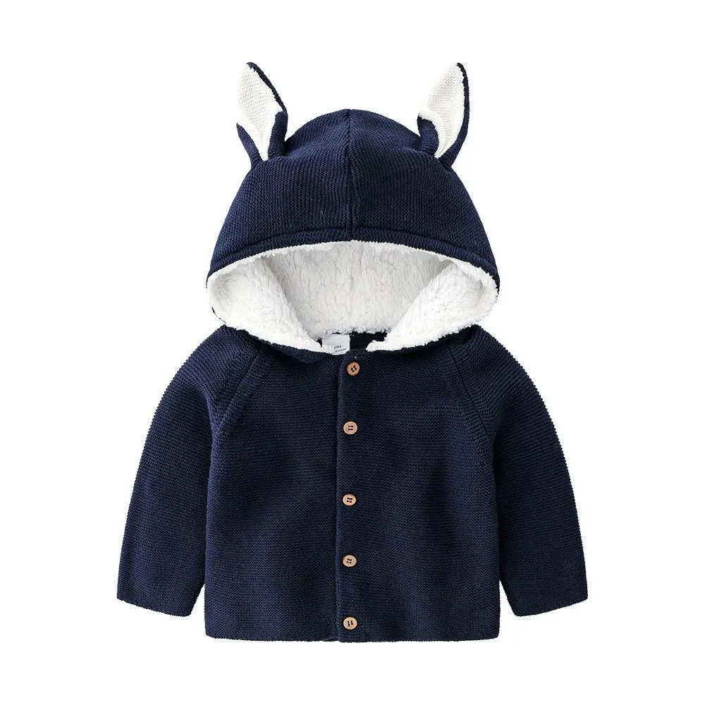 Baby Unisex Rabbit Ear Hooded Knitting Cardigan Jackets