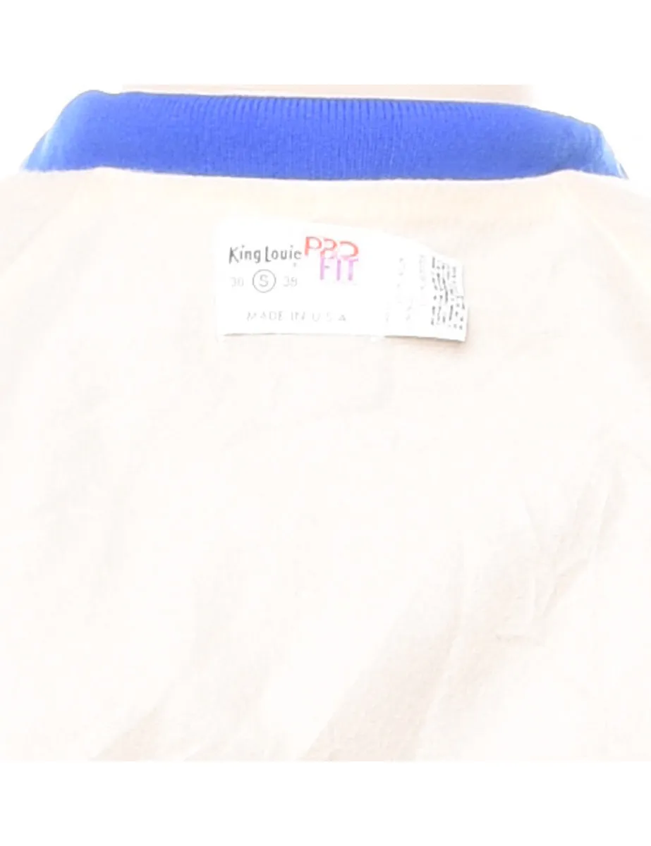 Blue & White Varsity Style Nylon Jacket - S