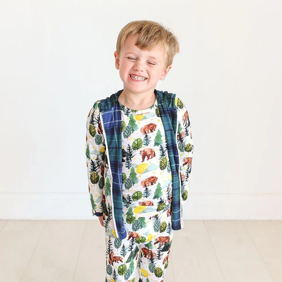 Boy's Bamboo Long Sleeve Reversible Jacket, Archer (Bears)