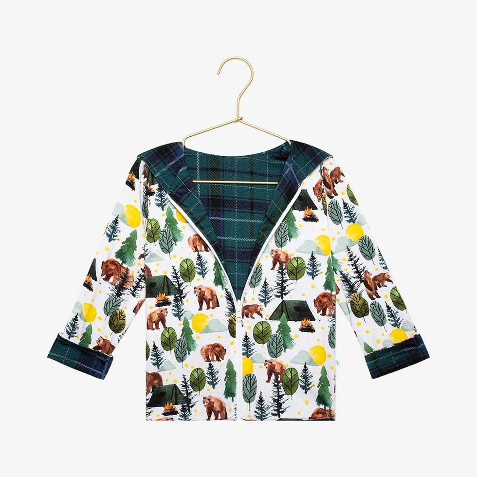 Boy's Bamboo Long Sleeve Reversible Jacket, Archer (Bears)