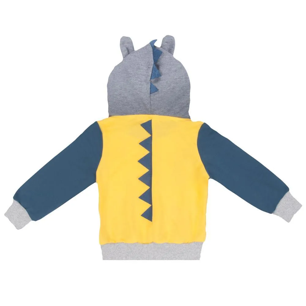 Boys Color Block Crocodile Dinosaur Printed Hooded Jackets Wholesale