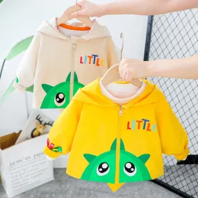 Boys Cute Cartoon Animal Print Hooded Long Sleeve Jackets