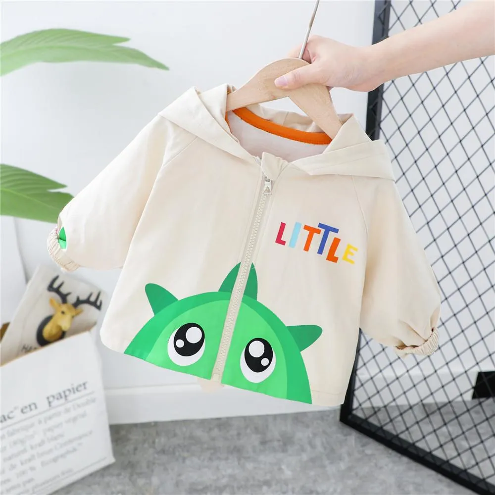 Boys Cute Cartoon Animal Print Hooded Long Sleeve Jackets