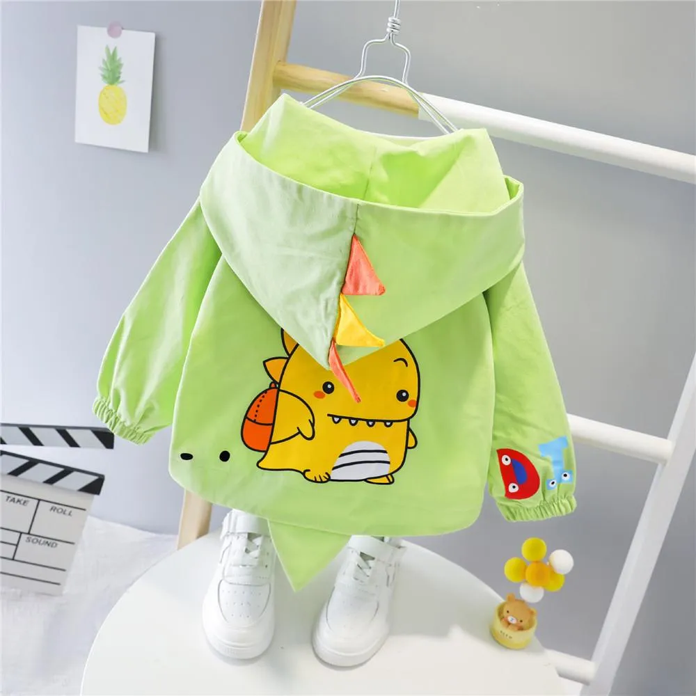 Boys Cute Cartoon Animal Print Hooded Long Sleeve Jackets
