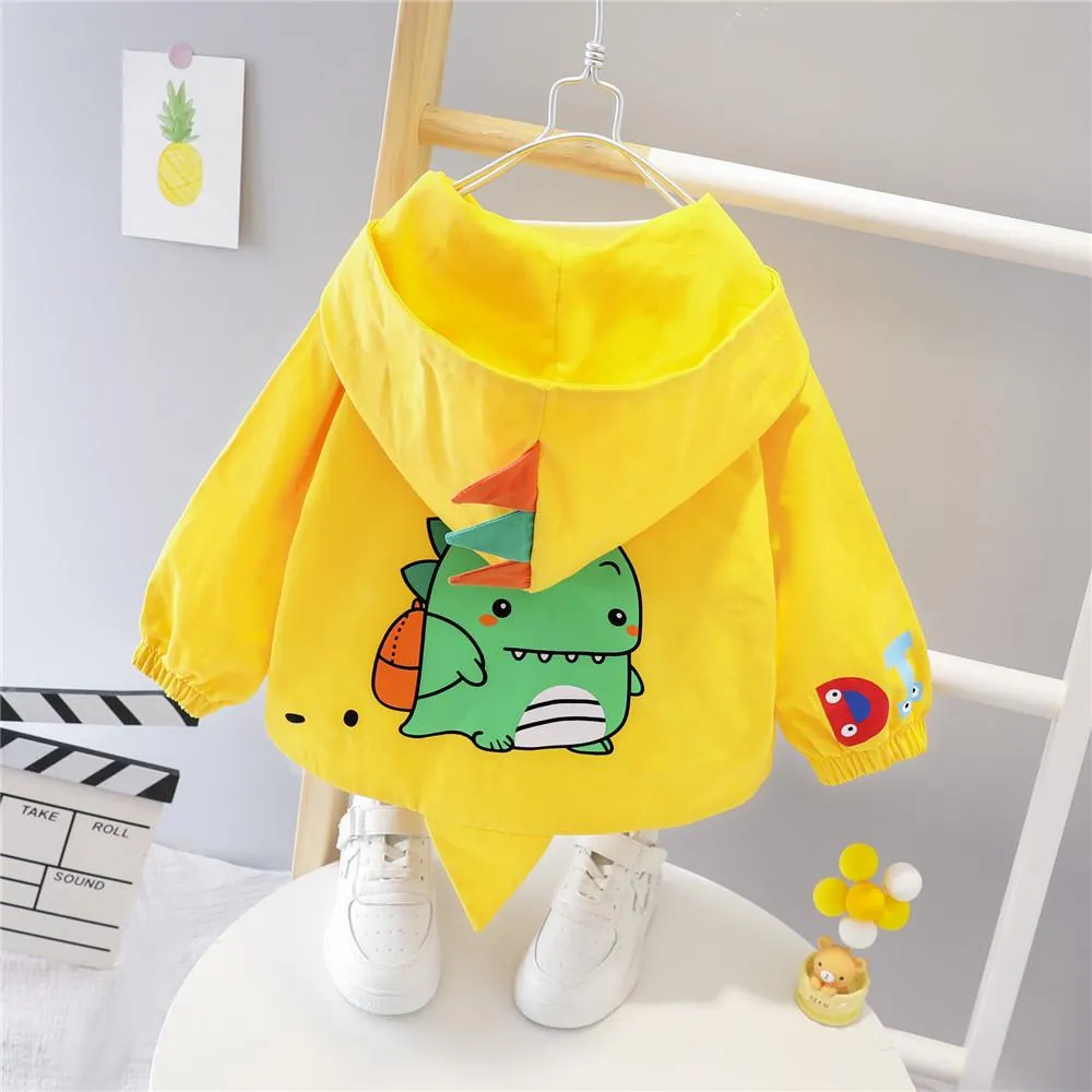 Boys Cute Cartoon Animal Print Hooded Long Sleeve Jackets