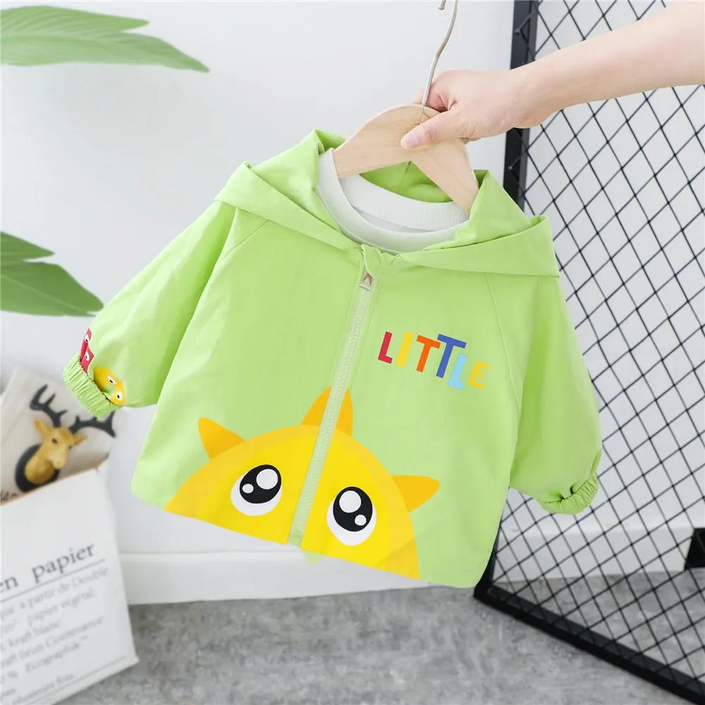Boys Cute Cartoon Animal Print Hooded Long Sleeve Jackets