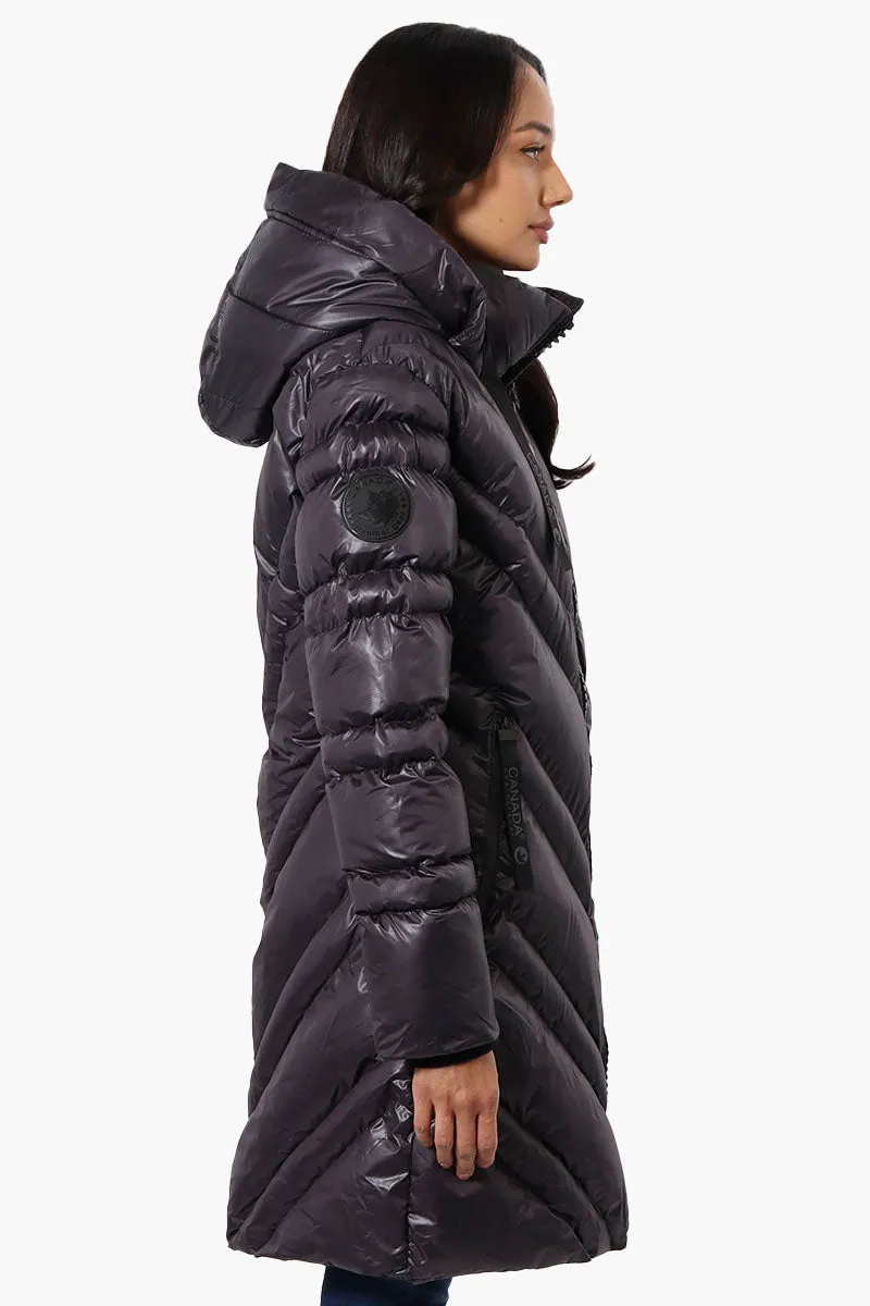 Canada Weather Gear Long Chevron Quilted Parka Jacket - Black