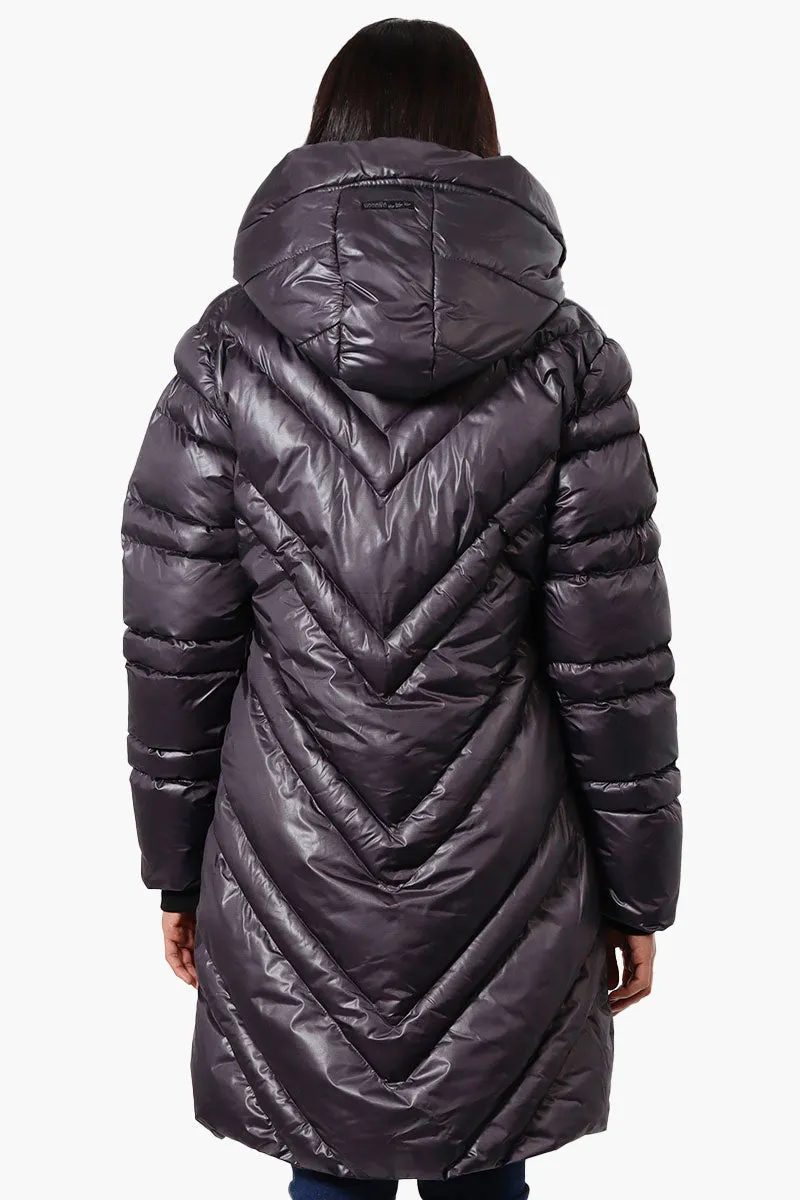 Canada Weather Gear Long Chevron Quilted Parka Jacket - Black