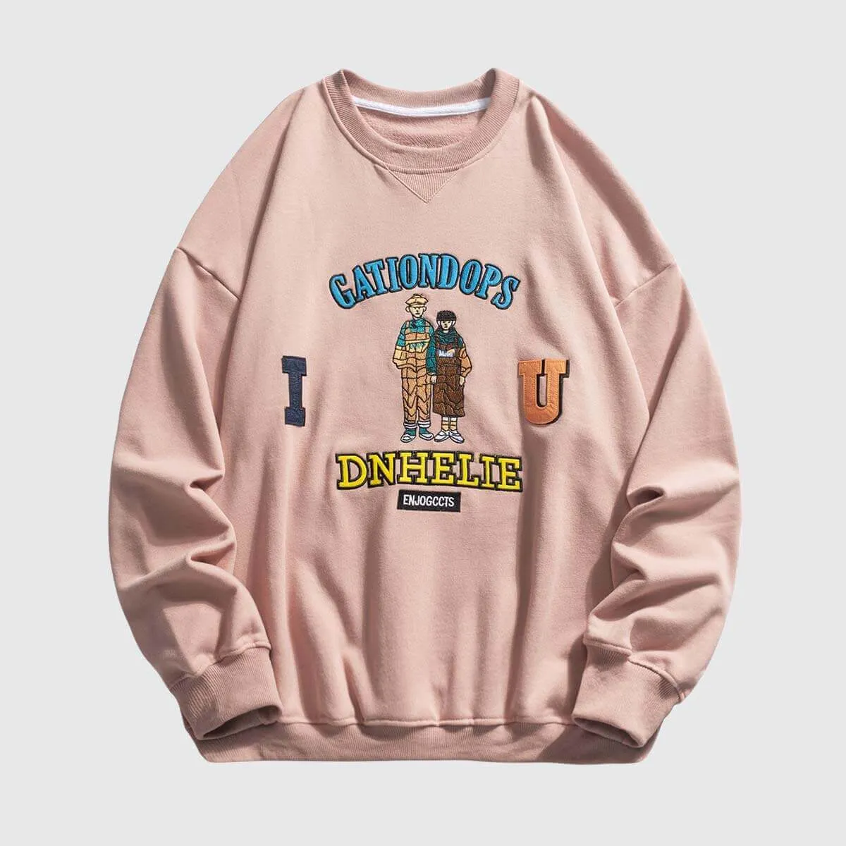 Cartoon Embroidered Print Sweatshirt