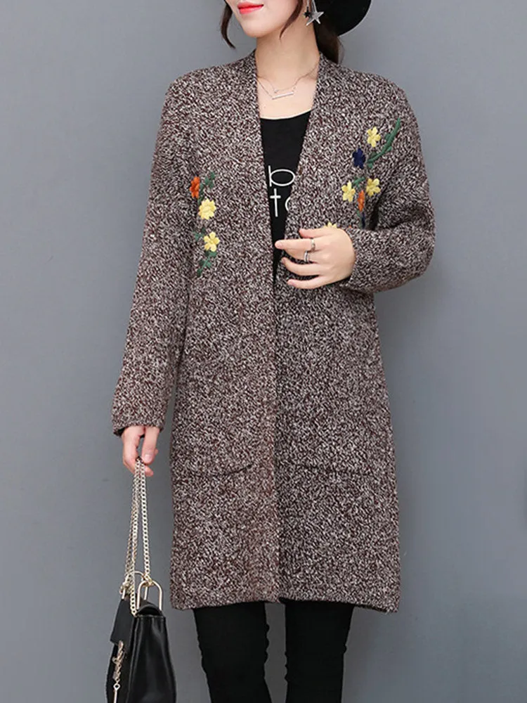 Casual Embroidery  Women Cardigans
