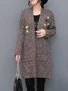 Casual Embroidery  Women Cardigans