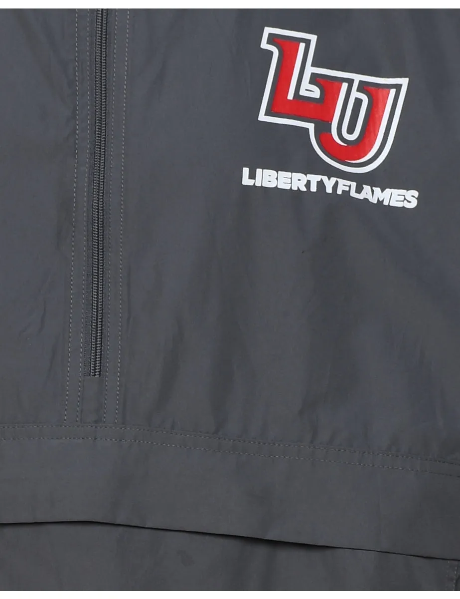 Champion Quarter-Zip Grey & Red Nylon Jacket - XL