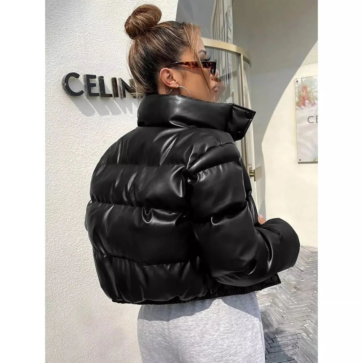 Chic Leather Thick Jacket