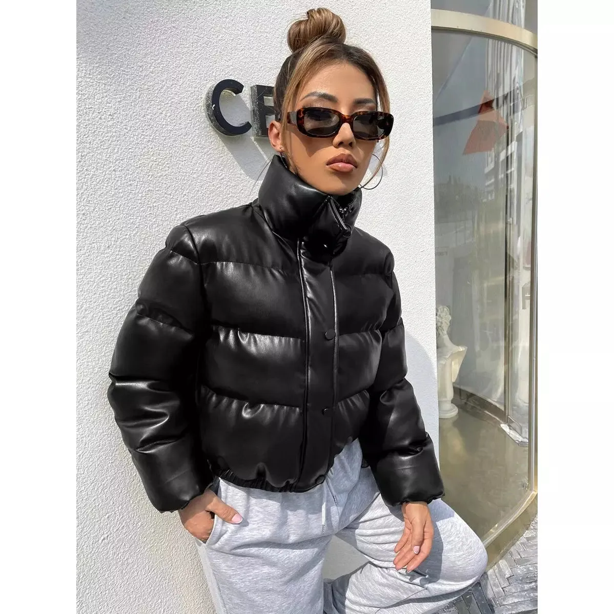 Chic Leather Thick Jacket