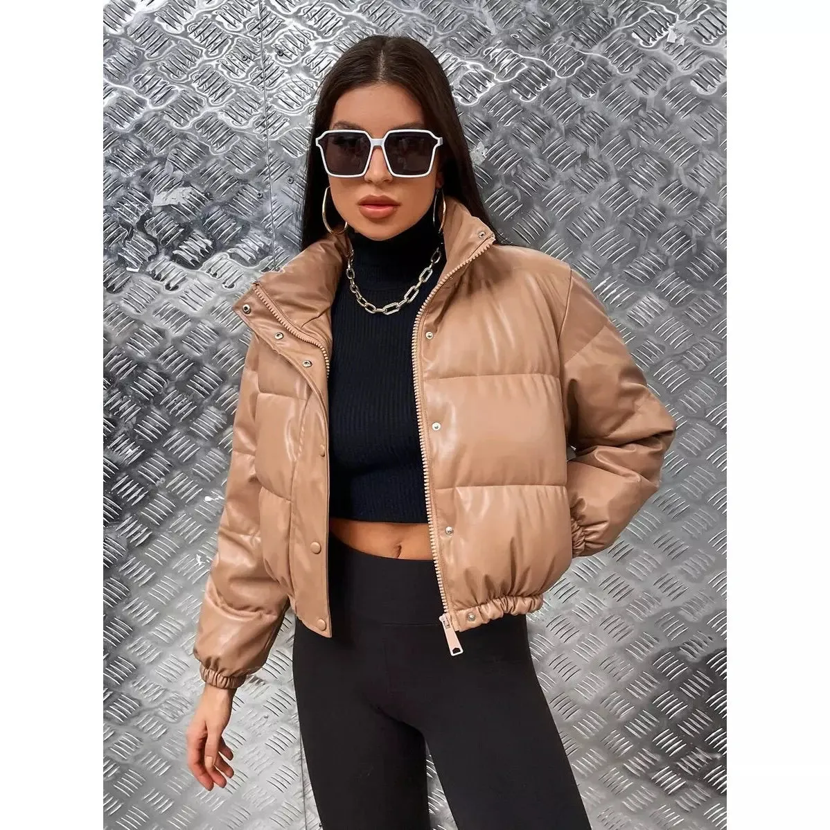 Chic Leather Thick Jacket