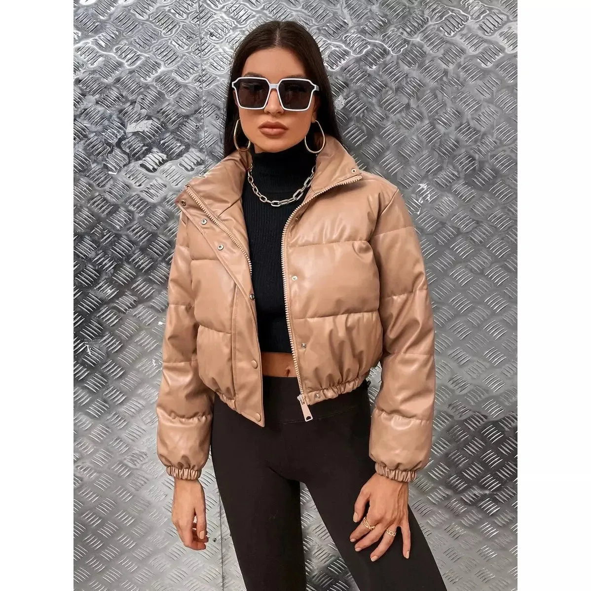 Chic Leather Thick Jacket