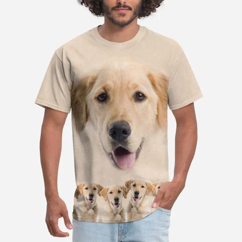 Custom Face Funny Dog Tee Put Your Dog on A Shirt Design Men's All Over Print T-shirt