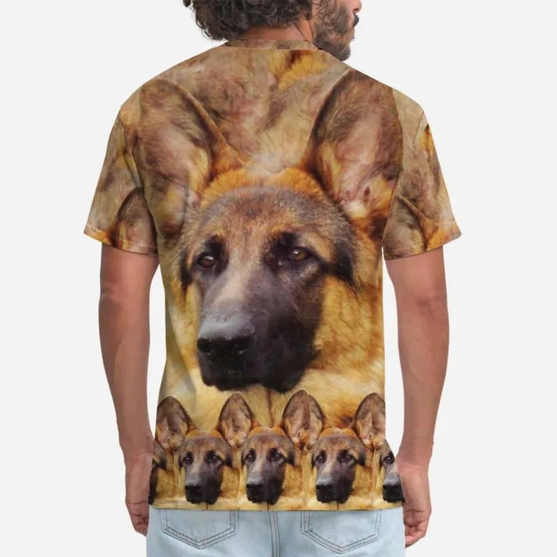 Custom Face Funny Dog Tee Put Your Dog on A Shirt Design Men's All Over Print T-shirt
