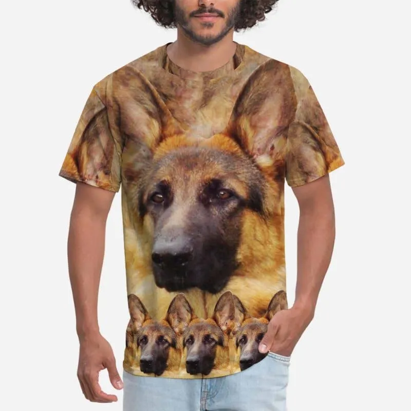 Custom Face Funny Dog Tee Put Your Dog on A Shirt Design Men's All Over Print T-shirt