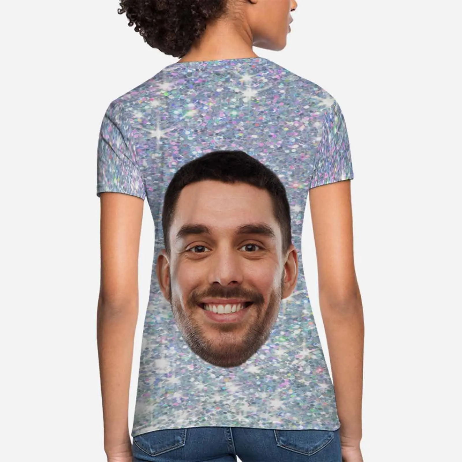 Custom Face Tee Sparkling Galaxy Women's All Over Print T-shirt Design Face Shirt For Her