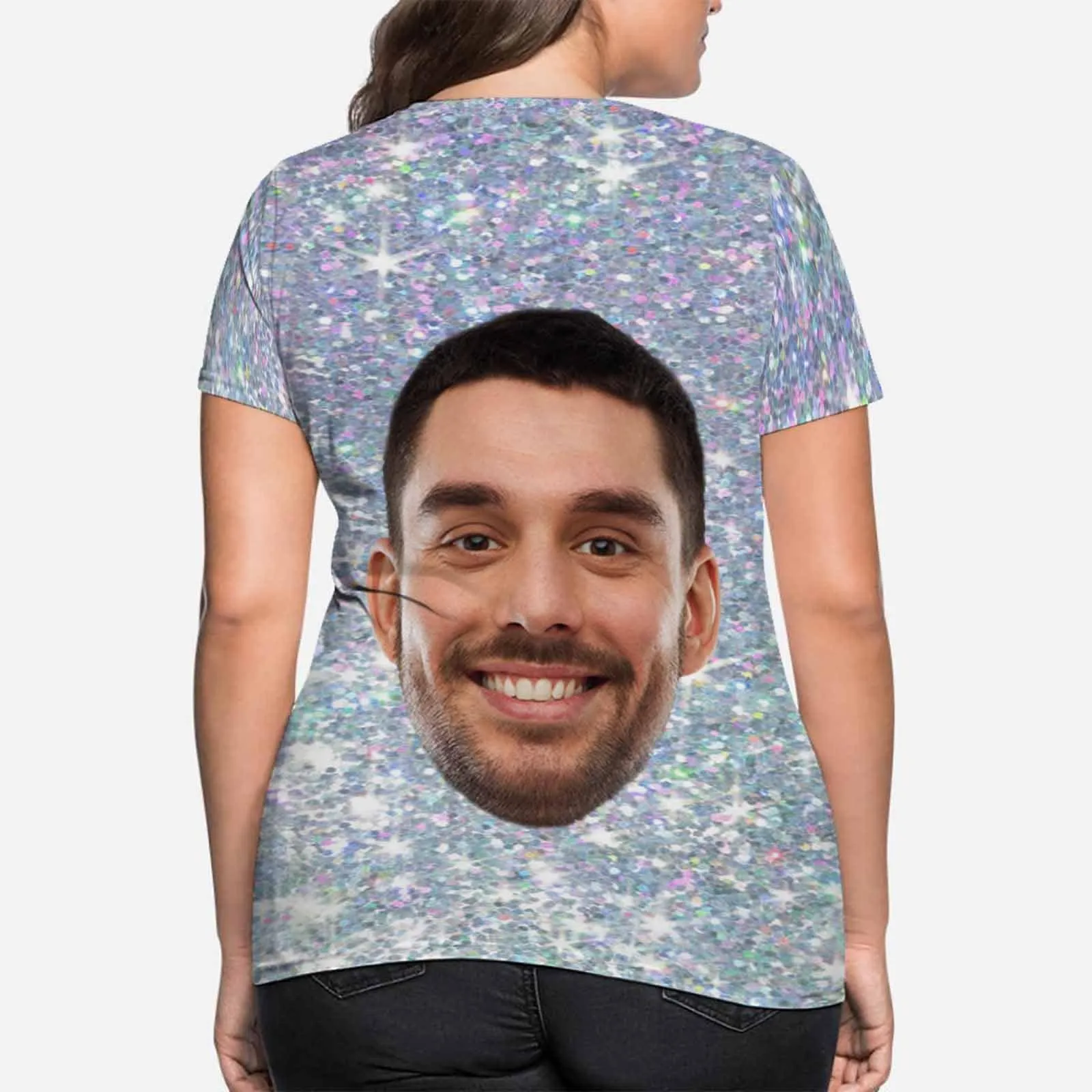 Custom Face Tee Sparkling Galaxy Women's All Over Print T-shirt Design Face Shirt For Her