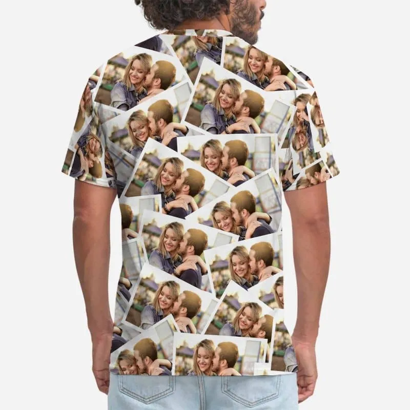 Custom Photo Shirts Couple Memory Men's All Over Print T-shirt with Personalized Pictures
