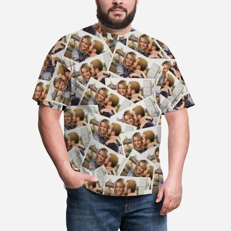Custom Photo Shirts Couple Memory Men's All Over Print T-shirt with Personalized Pictures