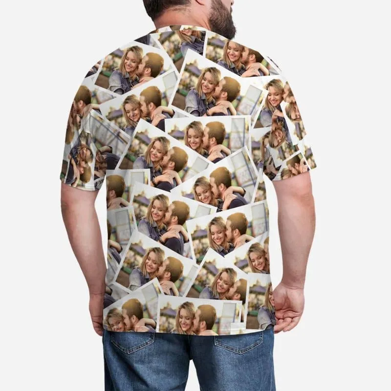 Custom Photo Shirts Couple Memory Men's All Over Print T-shirt with Personalized Pictures