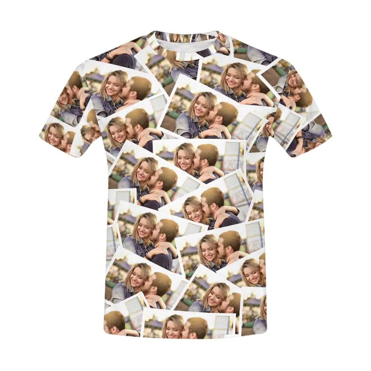 Custom Photo Shirts Couple Memory Men's All Over Print T-shirt with Personalized Pictures