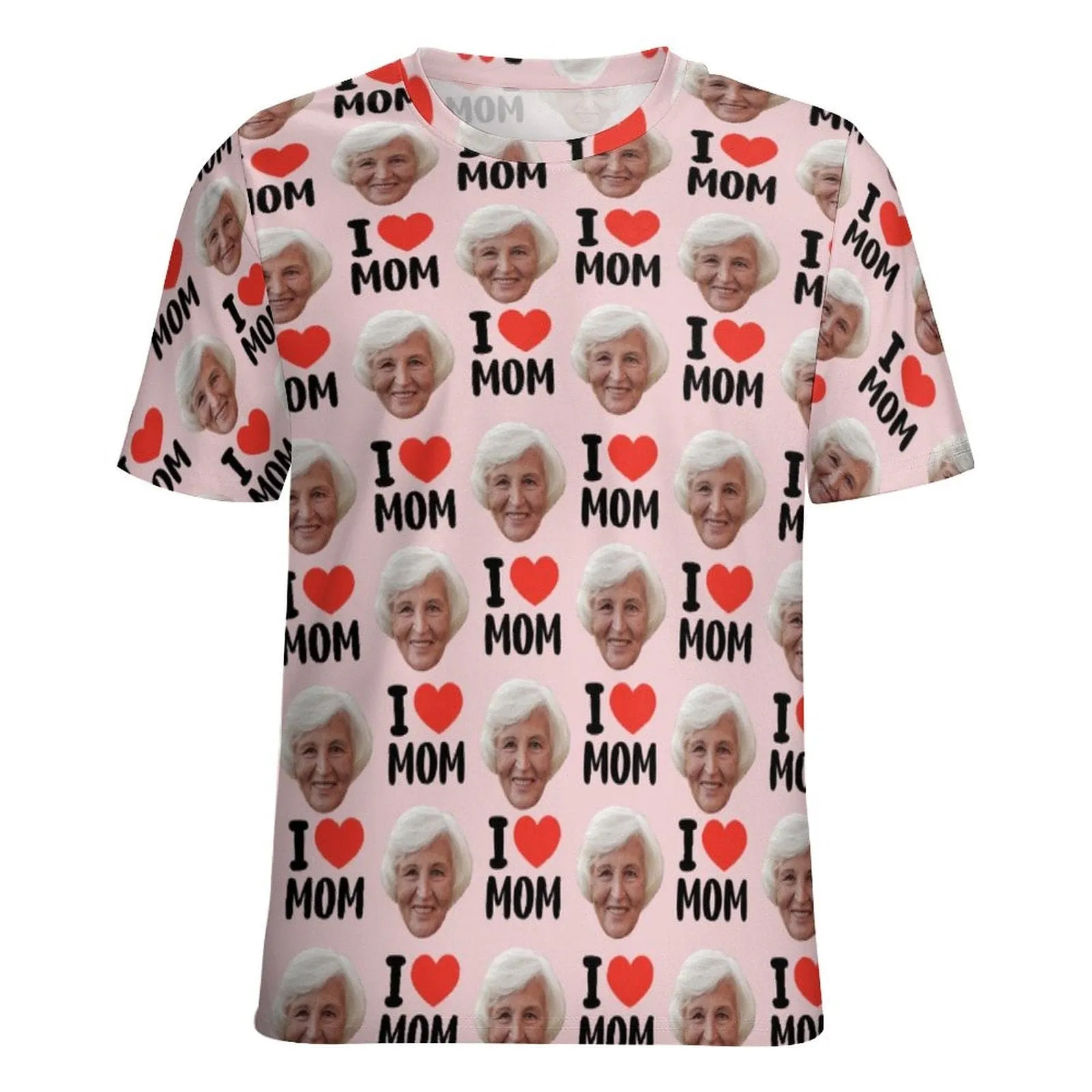 Custom Photo T-Shirt With Mother's Photo All Over I love Mom Mother's Day Gift