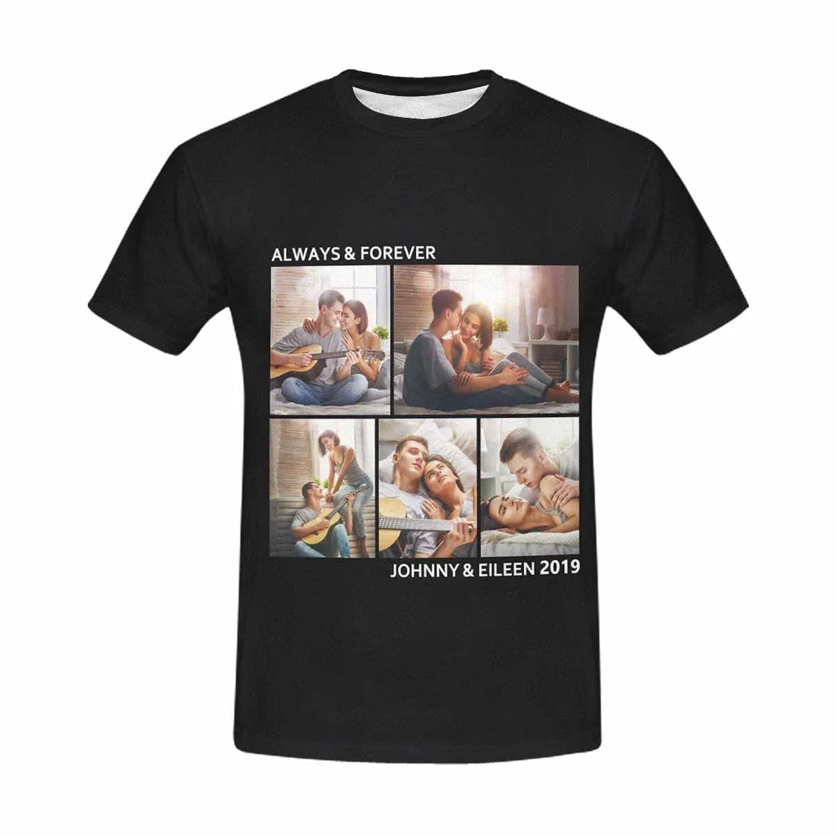 Custom Photo&Text Men's All Over Print T-shirt with Personalized Pictures
