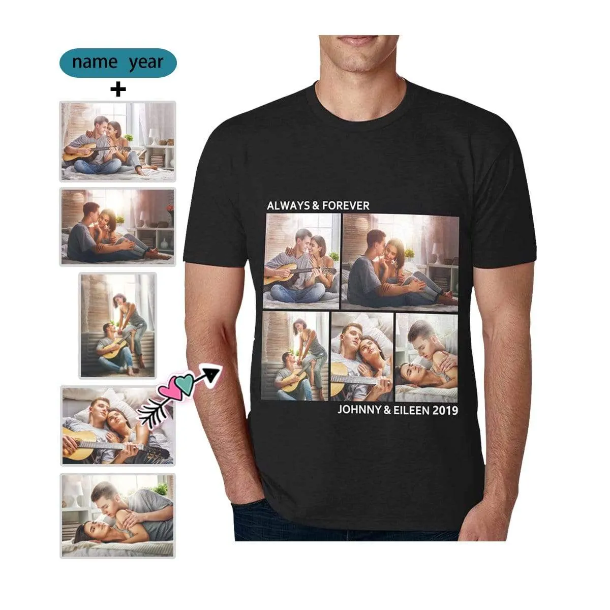Custom Photo&Text Men's All Over Print T-shirt with Personalized Pictures