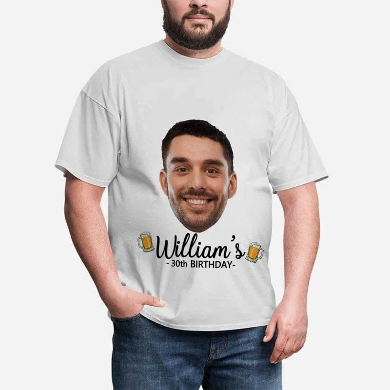 Custom Shirts with Happy Face&Text Men's All Over Print T-shirt for Birthday
