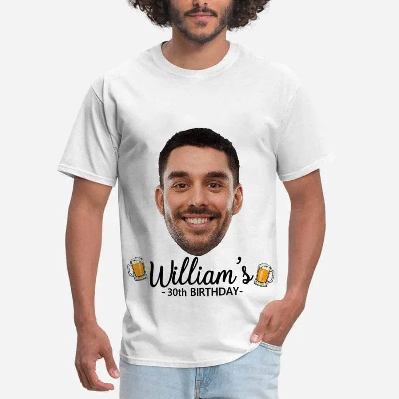 Custom Shirts with Happy Face&Text Men's All Over Print T-shirt for Birthday
