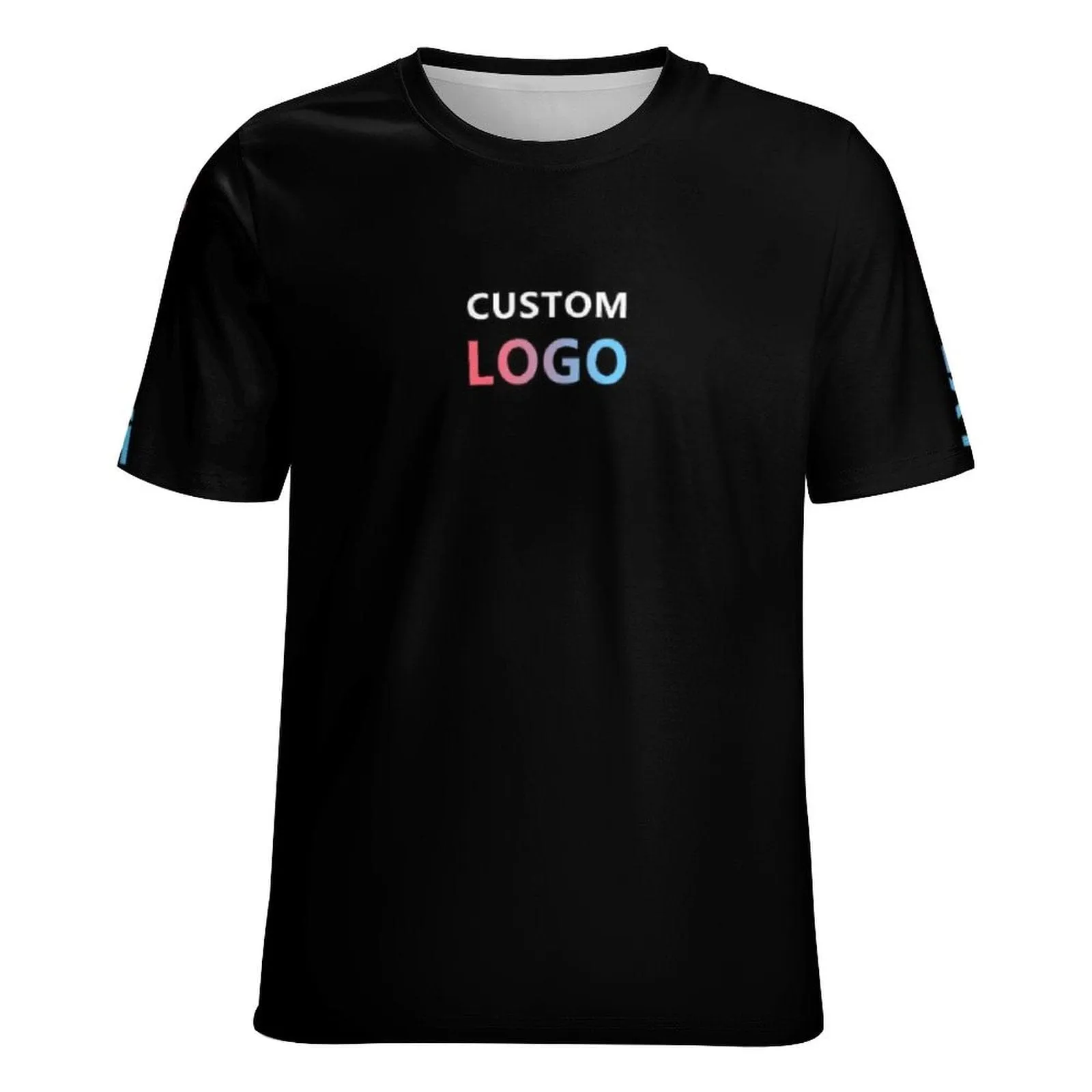 Custom Text&Logo Black Men's Classic T-shirt Personalized Men's Round Neck T-shirt