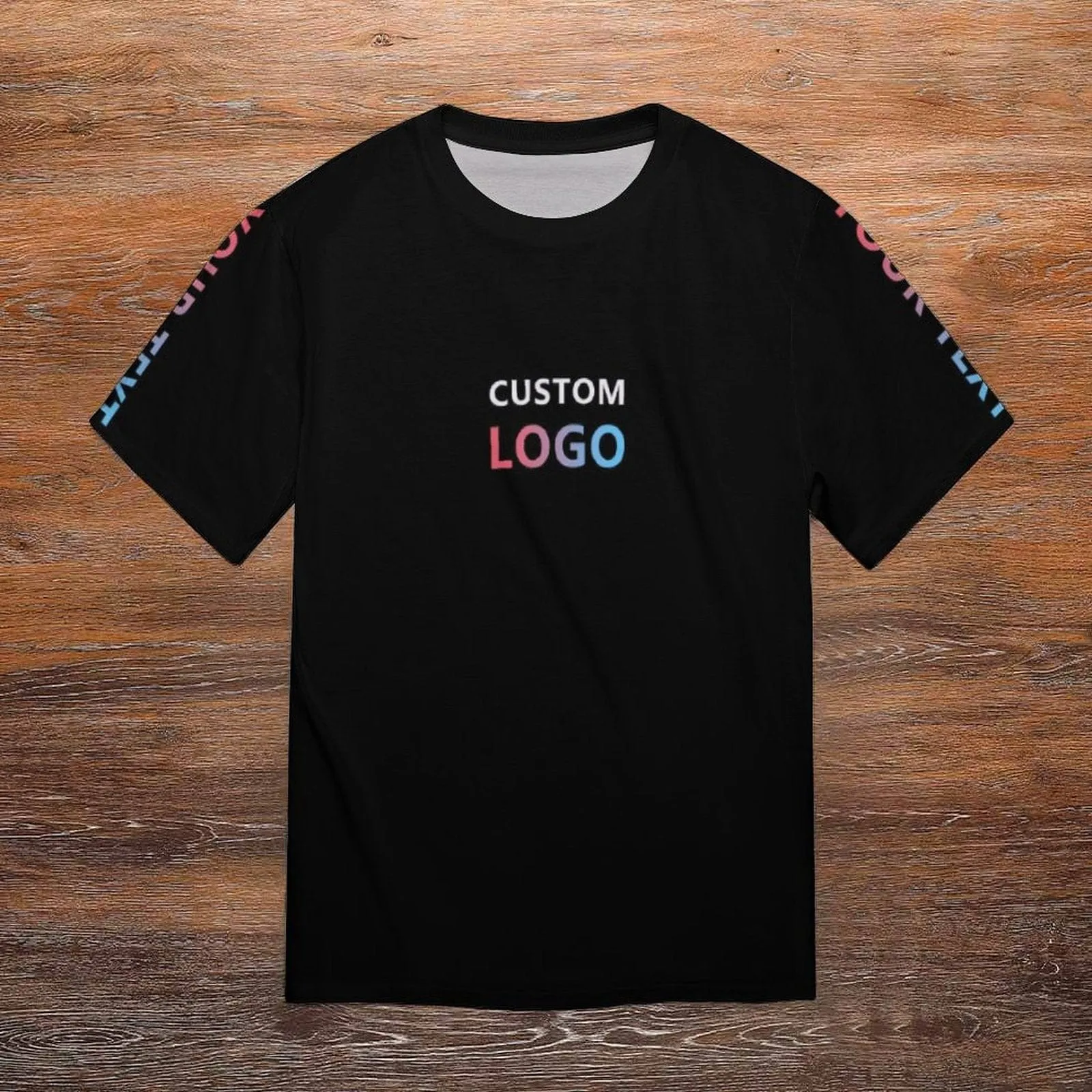 Custom Text&Logo Black Men's Classic T-shirt Personalized Men's Round Neck T-shirt