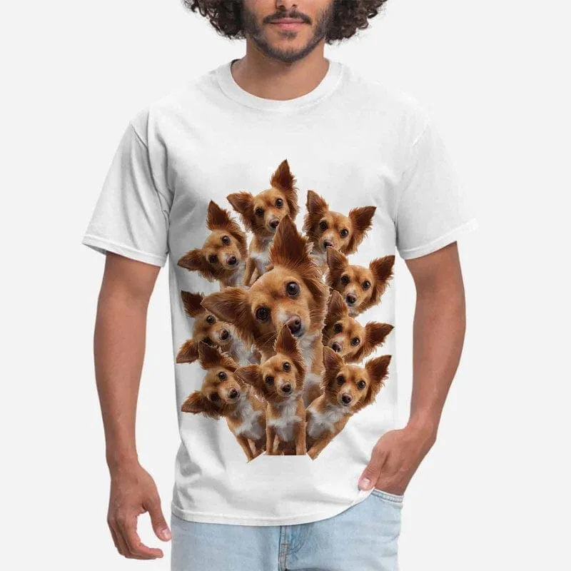 Custom Your Dog on A Shirt White Classic Design Men's All Over Print T-shirt Gift for Him