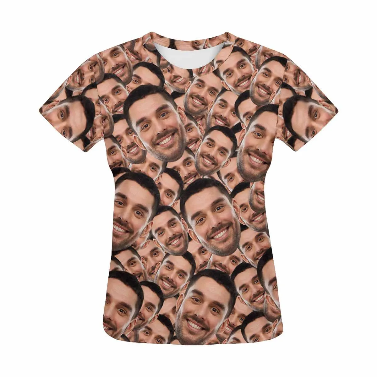 Custom Your Face on A Shirt Smash Seamless Women's All Over Print T-shirt Design Tee with Picture For Girlfriend