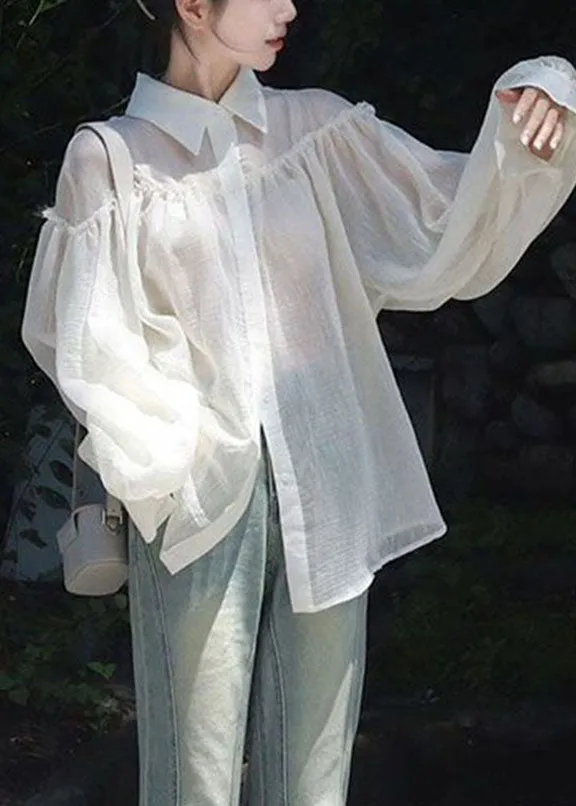 Cute White Hollow Out Knit Cardigans And Shirts Two Pieces Set Long Sleeve ML2197
