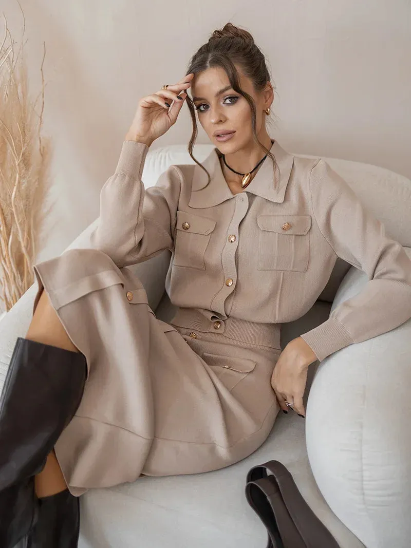 Elegant Knit 2pc Skirt Set For Women - Ailime Designs
