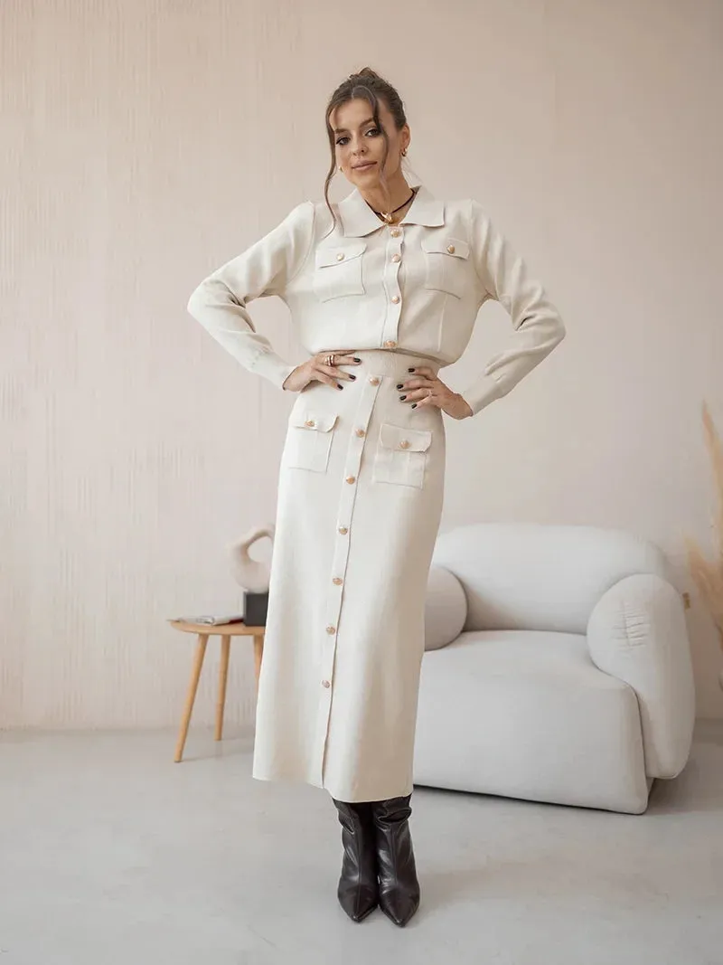 Elegant Knit 2pc Skirt Set For Women - Ailime Designs