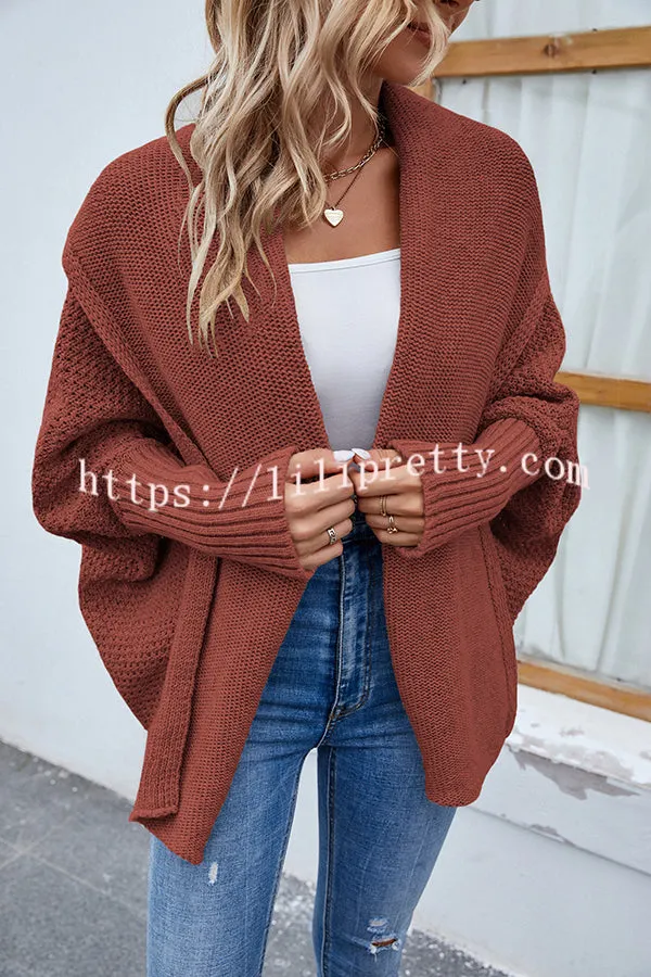 FIDOVIT Solid Round Neck Dolman Sleeve Cardigan
